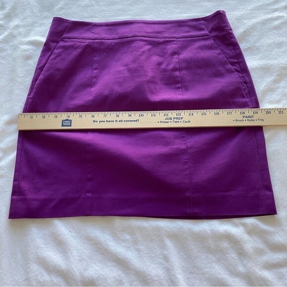 Ann Taylor Madison Purple Mini Skirt Cotton Spandex Pockets Front Back Size 6 - Picture 10 of 10